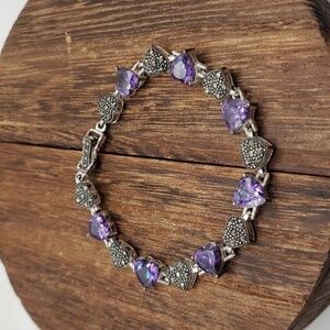 925 amythest heart B2102 tennis bracelet